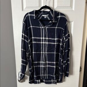 Navy and White Plaid Button-Up Shirt Old Navy XXL
